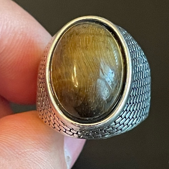 Oval tiger eye stone S925 silver ring size 9.5 - Picture 5 of 9